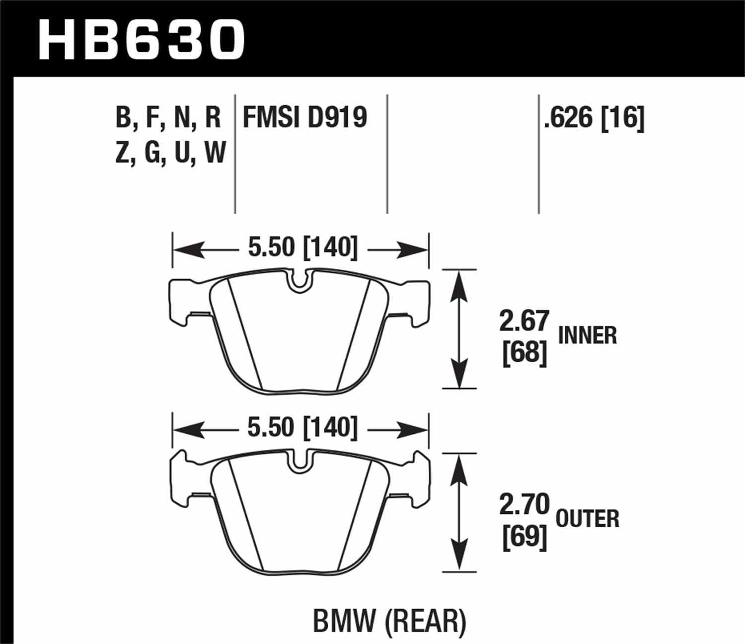 Hawk Performance HB630B.626 HPS 5.0 Disc Brake Pad Set