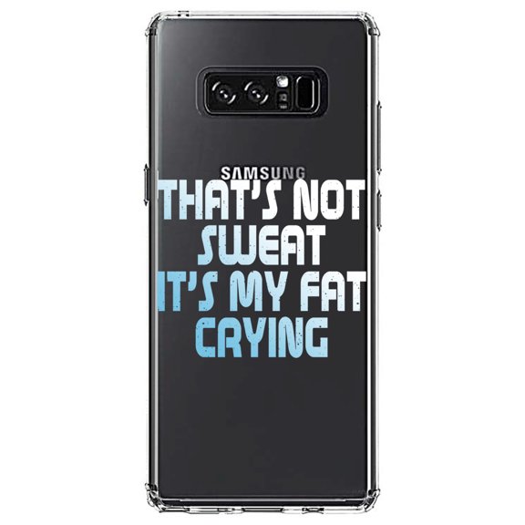 DistinctInk Clear Shockproof Hybrid Case for Samsung Galaxy Note 8 - TPU Bumper Acrylic Back Tempered Glass Screen Protector - That's Not Sweat It's My Fat Crying