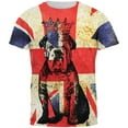 thumbnail image 1 of English British Bulldog Crown Grunge Flag All Over Mens T Shirt, 1 of 2