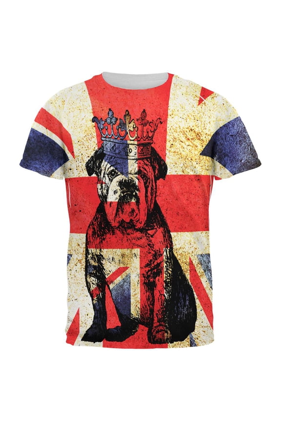 English British Bulldog Crown Grunge Flag All Over Mens T Shirt