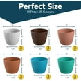 thumbnail image 2 of Multicolor 6-Inch Plant Pots with Drainage & Saucers 18 Pack, Indoor & Outdoor Planters for Houseplants, Herbs, and Flowers, Durable & Weatherproof Material, Stackable, Lightweight, Minimalist Design, 2 of 4