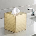 thumbnail image 6 of Monarch Abode Tissue Box Cover, Hand Hammered, Metal, Square Tissue Box Holder, Brushed Gold, 6 of 6