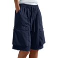 thumbnail image 7 of Women's Quick Dry Cargo Shorts with Pockets, Mid High Waisted Drawstring Elastic Waist, Loose Fit for Outdoor Hiking & Travel, Woven Fabric for Summer Sports & Casual Wear, 7 of 7