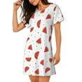 thumbnail image 2 of Zufioo Hand Drawn Watermelon Print Women's Nightgown, Round Neck Short-sleeved Pajamas, Home Wear Suitable for Home and Outing, 2 of 6