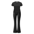 thumbnail image 6 of vigerkar Lounge Sets for Women 2 Piece Yoga Flare Leggings Pants Crop Tops Casual Y2K Outfits Matching Tracksuit Set Black, XXL, 6 of 9