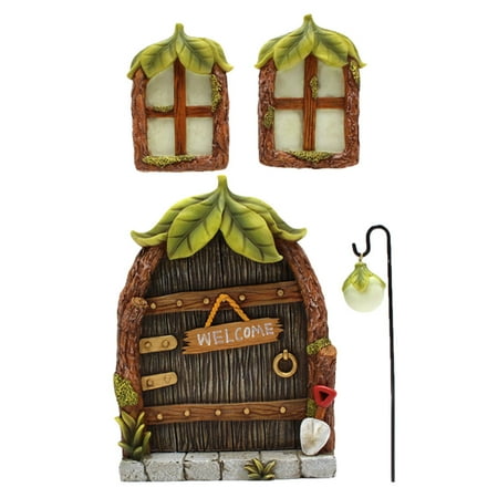 

Fairy Door and Window Courtyard Garden Resin Illuminated Windows and Doors Tree Hanging Tree Decorations