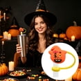 thumbnail image 4 of 10Pcs Halloween Pumpkin Silicone Straw Toppers, Reusable Straw Covers with Cute Face Designs, Dustproof Drink Accessories for Tumblers Cups, Party Favors Decorations, 4 of 8