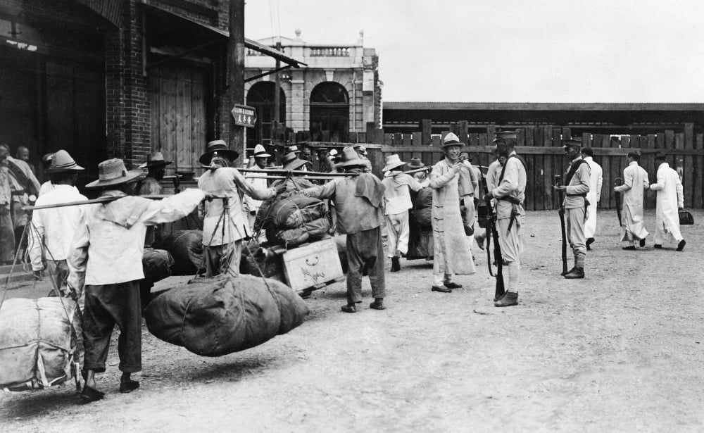 China Revolution 1911. Nchinese Citizens Carrying Their Belongings As