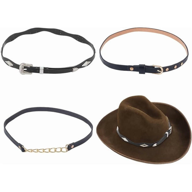 Cintas de cuero para sombreros estilo western (3 estilos). Cinta ajustable para sombrero vaquero con hebilla metálica. Cinta para sombrero de paja.