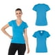 thumbnail image 2 of Playera Cuello V, para Dama, Color Turquesa Jaspe 50% Algodón-50% Poliéster,, 2 of 3