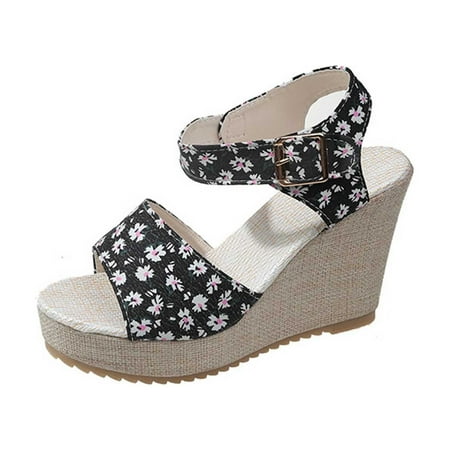 

Platform Sandals for Women Clearance Wedges Casual Summer High Heels Open Toe Espadrilles Sandal Slip on Outdoor Walking Shoes Breathable Beach Mules Slippers Ladies