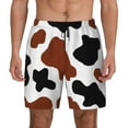 thumbnail image 2 of Picia Brown Black Cow pattern Mens Swim Trunks with Compression Liner Stretch Beach Shorts Quick Dry with Zipper Pockets No-Chafing Board Shorts-Small, 2 of 9