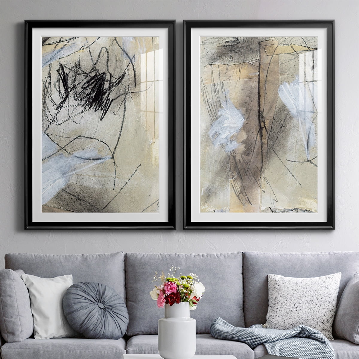 Wexford Home Masked Notes VII Premium Framed Print, 18.5" x 24.5" - Ready to Hang, Black (Set of 2)