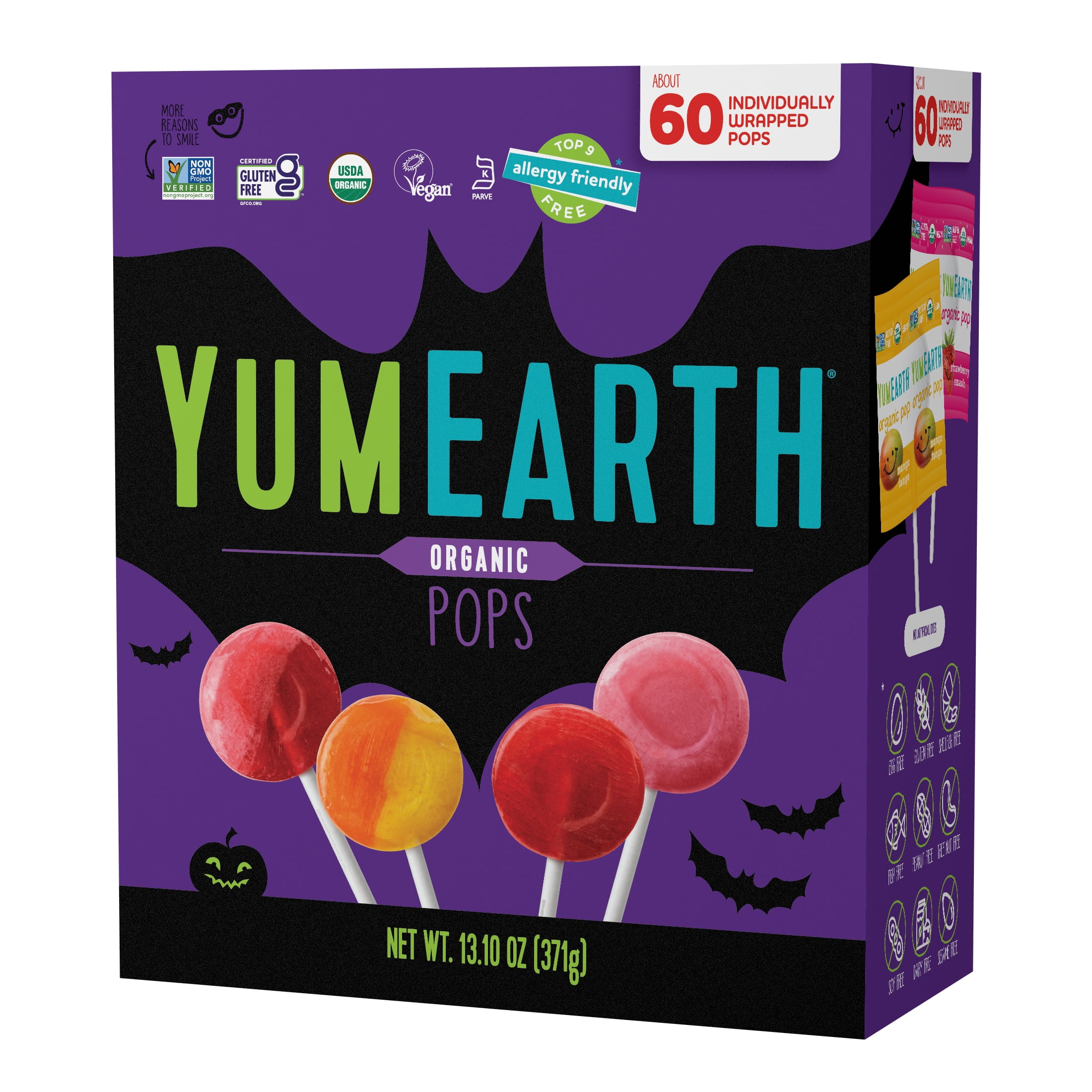 YumEarth, Organic Pops, Vegan, 8.5 oz Pack of 12, Gluten Free