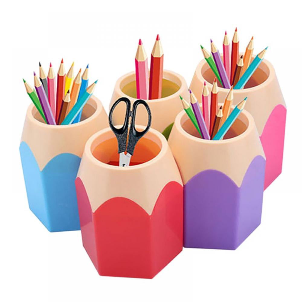 5pcs Mini Pencil Pen Pot Holder Storage Makeup Vase Stationery Cup Brush Box 