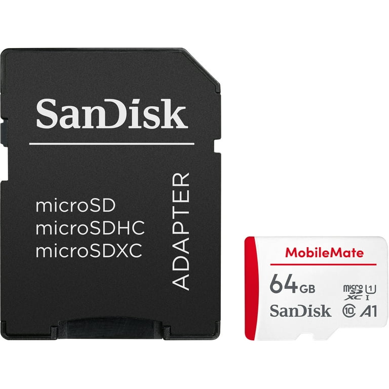 SanDisk MobileMate UHS-1 Memory Card with Adapter - 120MB/s, C10, U1, Full HD, A1 SD Card - SDSQUA4-064G-AW6HA - Walmart.com