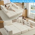 thumbnail image 7 of ijuicy Modular Floor Sofa Bed, 6-Piece Sectional Sleeper Sofa with Storage Pocket & Pillows, Chenille Foldable Boneless Couch, No Assembly, Beige, 7 of 7