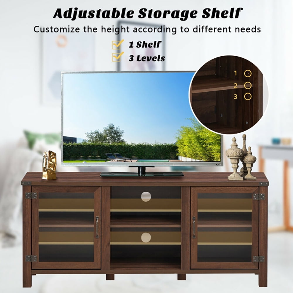 Finihen TV Stand, TV Cabinet, TV Stand Entertainment Center for TVs up to 65 Inch with Storage Cabinets, Media Entertainment Center with Storage, for Living Room, Bedroom, Walnut