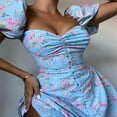 thumbnail image 3 of PENGXIANG Femmes Imprimé Floral Manches Slim Taille Haute A-line Robe, 3 of 6