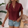 thumbnail image 5 of GUACER Womens Short Sleeve Tops Trendy Cotton Linen V Neck Relaxed Fit Casual T Shirts, 5 of 8