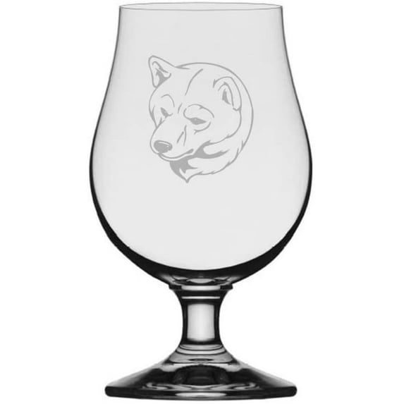 SHIBA INU Dog Themed Etched 13.25oz Iona Beer Glass