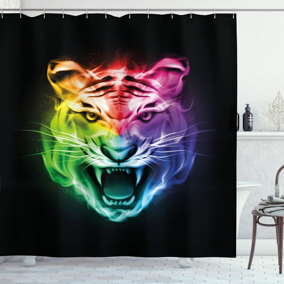 Ambesonne Tiger Shower Curtain, Abstract Feline Colorful, 69"Wx75"L, Multicolor