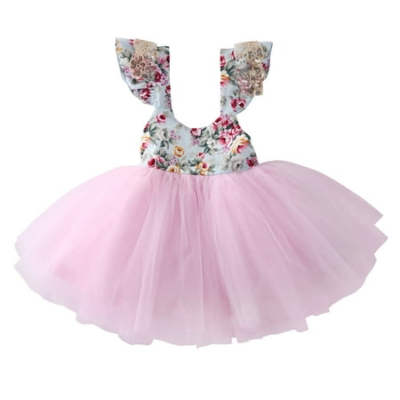 

Bagilaanoe Toddler Baby Girl Party Dress Floral Print Sleeveless A-line Princess Dresses 3M 6M 12M 18M 2T 3T 4T 5T Kid Patchwork Tulle Skirt Formal Gown Dresses