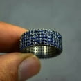 thumbnail image 3 of Men's Weddings Gift Band Ring 3Ct Round Cut Simulated Blue Sapphire 14K Black Gold Plated, 3 of 5