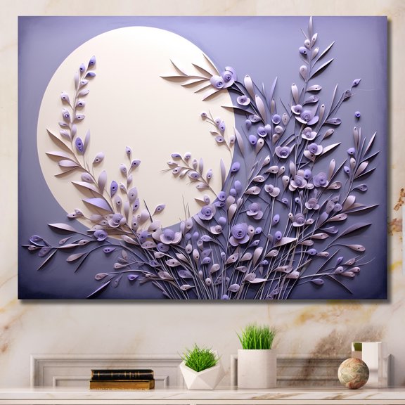 Designart "Stillness And Moonlit Lavender Luminescence" Moon Canvas Wall Art