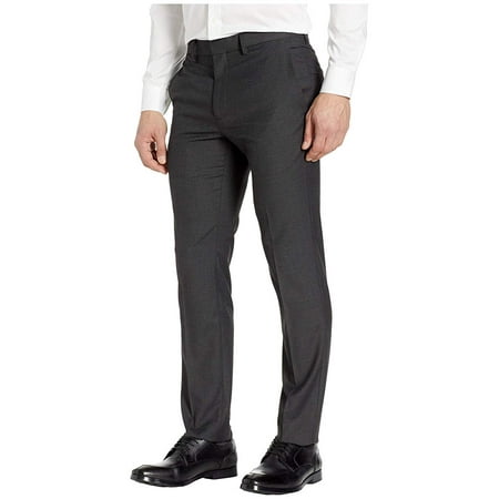 Kenneth Cole Reaction Stretch Textured Weave Slim Fit Dress Pants Charcoal Heather