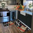 thumbnail image 5 of Blob Bigomi Cat Merry Christmas Kitchen Rugs Set of 2, Christmas Decorations for Home, Merry Xmas Rug Winter Mat Xmas Decor, Non-Slip Backing Low-Profile Kitchen Floor Mats (Black, 17"x47"+17"x30"), 5 of 6
