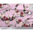 thumbnail image 3 of Soimoi Pink Velvet Fabric Ranunculus & Penoy Floral Print Print Fabric By the Yard 60 Inch Wide, 3 of 3