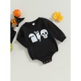 thumbnail image 3 of Bagilaanoe Newborn Baby Girl Halloween Romper Sweatshirt Long Sleeve Bodysuits Print Pullover 3M 6M 12M 18M Infant Casual Tee Tops, 3 of 8