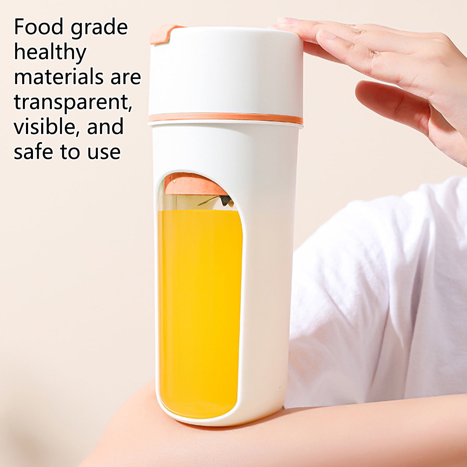 Orange Juicer Machine Small Juicing Cup with USB Charging 480 ml Capacity 6-Blade Head Portable Electric Citrus Press