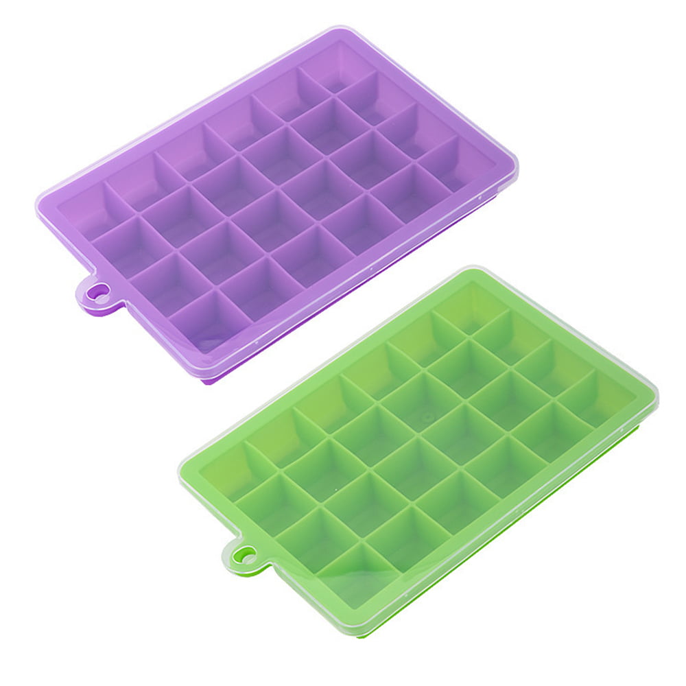 Rasupro Large Silicone Ice Cube Tray Molds with Lid, 2-Pack Easy-Release  Ice Cube Trays for Freezer, Stackable Whiskey Ice Cube Mold Maker, Square