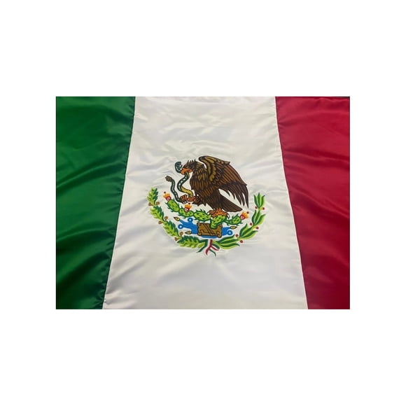 Bandera de México dm doble tela de razo 90x1.58 bordado color