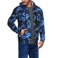 thumbnail image 2 of Wukai Blue Lightning Print Men's Zip-Up Hoodie,Fleece Full-Zip Hoodie for Men, Hooded Sweatshirt-Small, 2 of 5