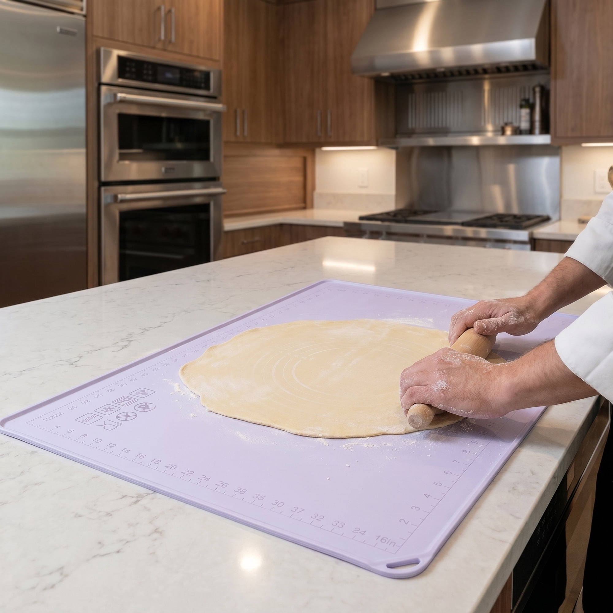 Unique Bargains Solid Color Silicone Pastry Baking Mat with Measurements Purple 19.7"x27.6"