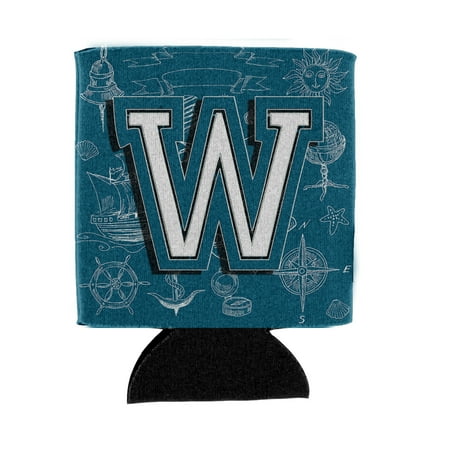 

Carolines Treasures CJ2014-WCC Letter W Sea Doodles Initial Alphabet Can or Bottle Hugger Can Hugger multicolor