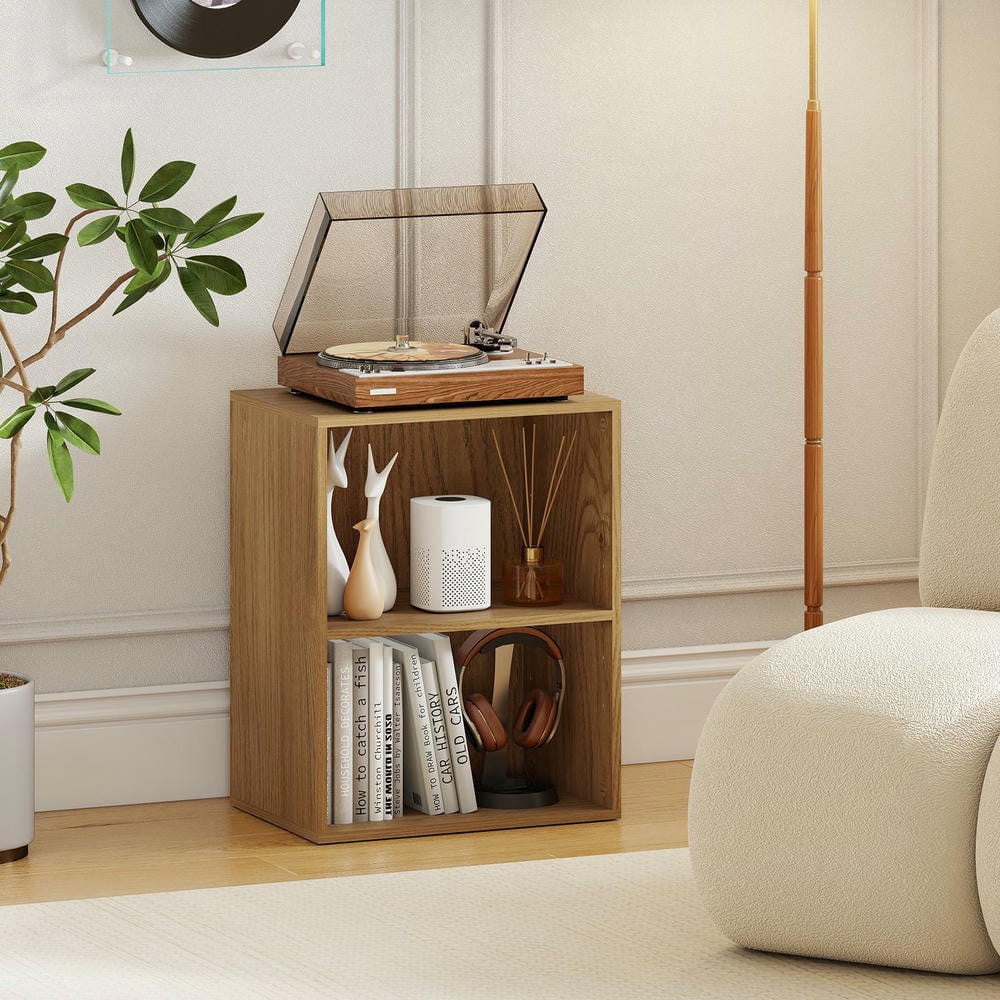 Resenkos 2-Cube Adjustable Bookcase, 5-Position Shelf, Floor Standing, Natural