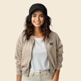 thumbnail image 3 of Dalix Butterfly Embroidered Fleece Cropped Zip Hoodie Cold Fall Winter Womens in Tan M Medium, 3 of 5