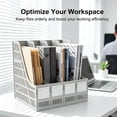 thumbnail image 3 of SAYEEC Gray Plastic 4-Compartment Vertical Desk File Organizer, Magazine & Document Storage for Office Home, 3 of 7