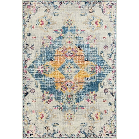 - Designer Home Niragia Area Rugs - 713 20460 Transitional Blue Petals Leaves Blossoms Bulbs Rug