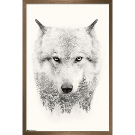 Wolf - Trees Wall Poster, 14.725" x 22.375", Framed