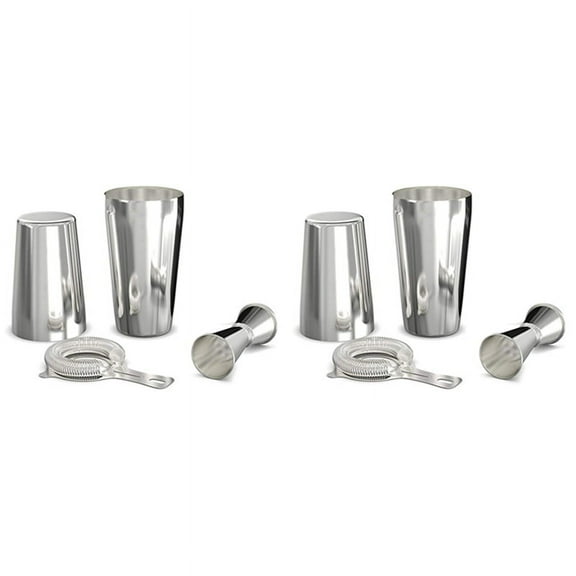Cocktail Shaker Set: Professional Boston Shaker, Cocktail Strainer and Jigger Set. 8 Piece Premium Stainless Steel