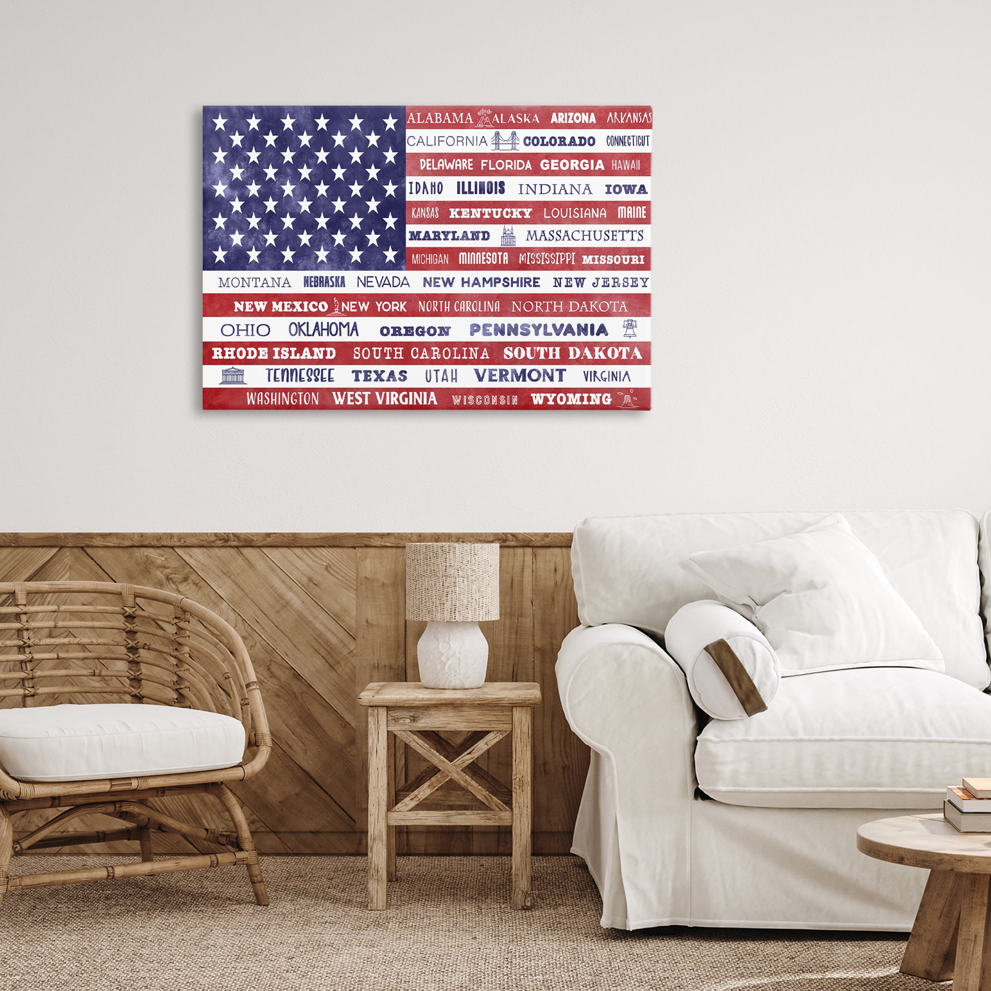 Stupell Industries States Of America Flag Canvas Wall Art, design by Daniela Santiago