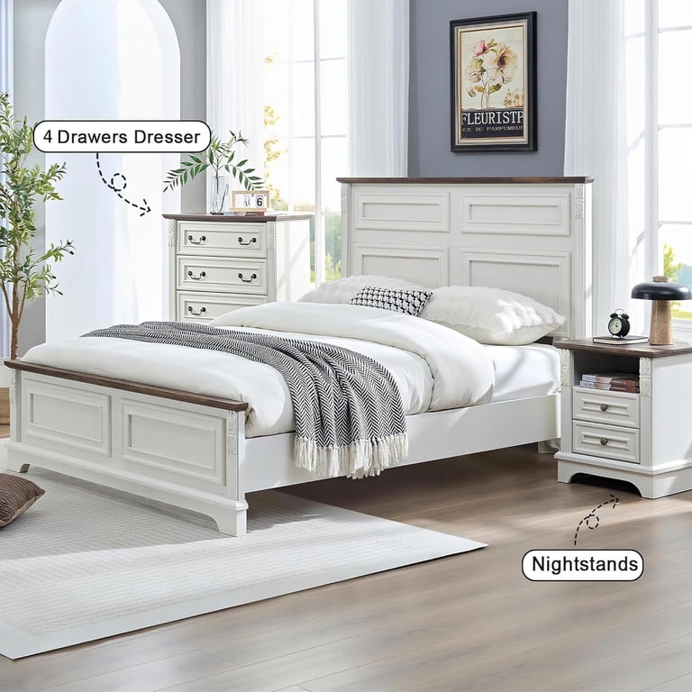 white bed brown dresser Cabalynn Light Brown Dresser