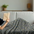 thumbnail image 3 of Geometric Soft Flannel Fleece Throw Blanket, Simplistic Rhombus Background with Diamond and Triangular Shapes, Cozy Plush for Indoor and Outdoor Use, 50" x 70", Black White and Yellow, by Ambesonne, 3 of 5
