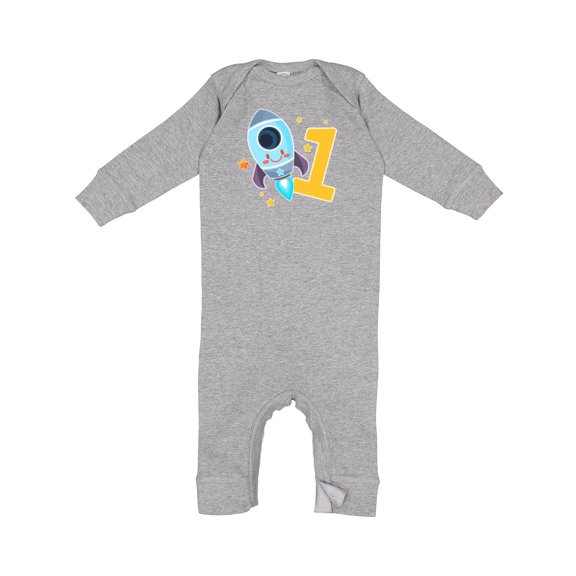 Inktastic Rocket Spaceship Happy First Birthday Baby Romper Coveralls