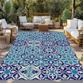 thumbnail image 2 of Vintage Morocco Outdoor Rug for Patio/Deck/Porch, Non-Slip Large Area Rug 6 x 9 Ft, Traditional Tribal Abstract Geometric Blue Indoor Outdoor Rugs Washable Area Rugs, Camping Rug Carpet Runner, 2 of 8